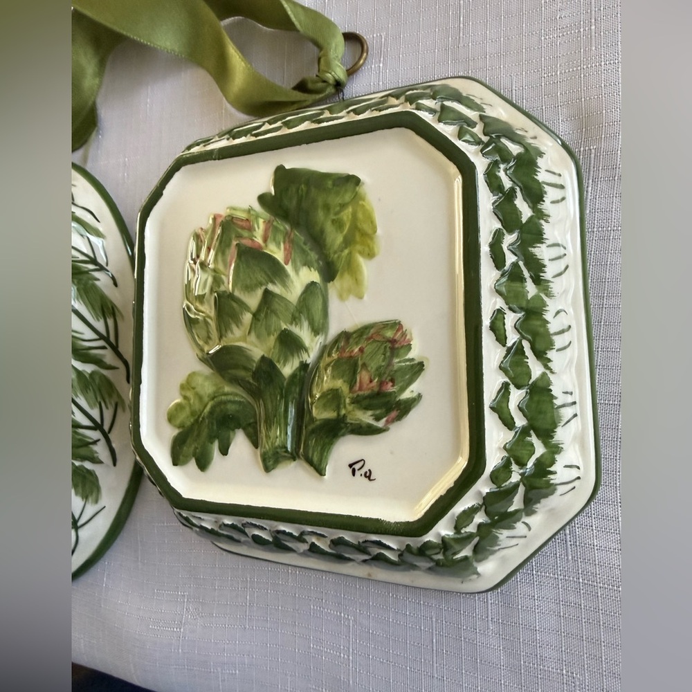 Hand-Painted Artichoke Ceramic Wall Plaque Made in Italy ABC Bassano